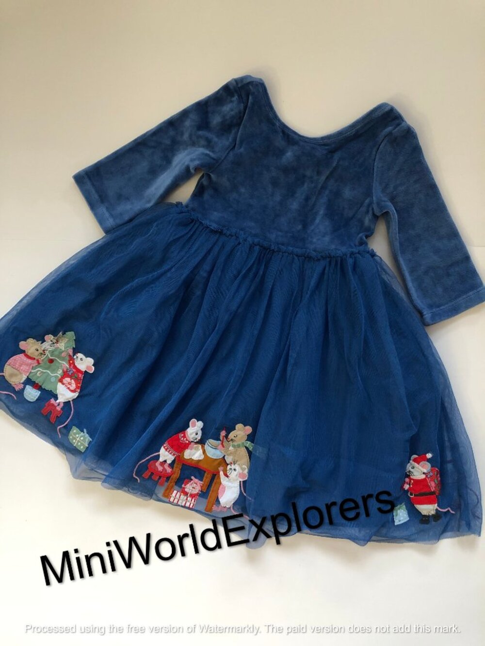 NWOT Mini Boden Velvet Tulle Appliqué Dress - Picture 4 of 6